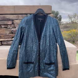 Robert Rodriguez sequin blue blazer-size 2 in fair condition 
