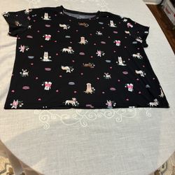 Joyspun Women’s Size 3X Black Polyester Stretch Dog Themed T-Shirt