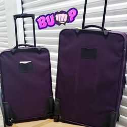 4pc Softside Rolling Spinner Upright Set, 20" Carry-on and 25" Checked Luggage Duo with 2pc Packing Cubes, Purple (**NEW**)