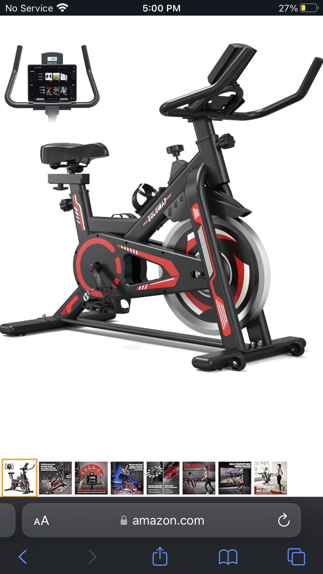 Exercise Bike-Indoor Cycling Bike Stationary Bike for Home Gym, Cycle Bike With Digital Display & Comfortable Seat Cushion, RedBlack