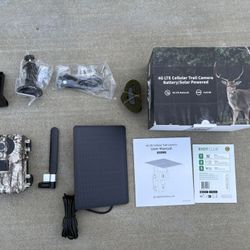 4G LTE Cellular Trail Cameras with 2K HD Live Streaming, Game Camera Includes SIM Card & Solar Panel
