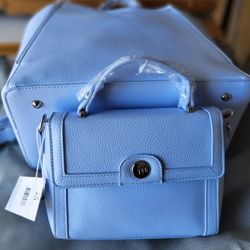 2PC Beautiful Baby Blue Hand Bag & Tote Bag