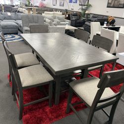 7PC Gray Dining Table Set