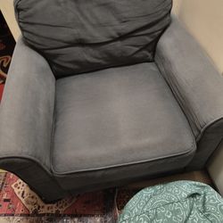 Arm Chair With Cushion Back And Squishy Ottoman 