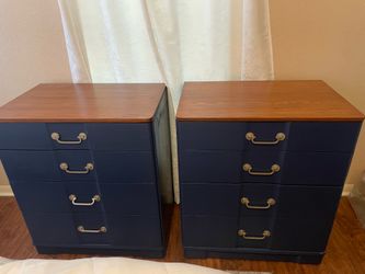 2 Beautiful Wall dressers-solid oak with champagne painted handles; refinished and beautiful