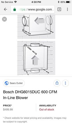 Bosh in line blower 600 CFM