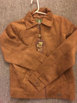 Emporio Armani Collezione zip front lined brown/tan Men's jacket from Italy,size Small