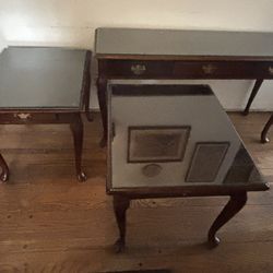 Real Mahogany Console Table And Matching End Tables