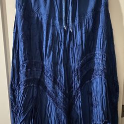 Gorgeous Blue BOHO Handkerchief Ankle Length Skirt NWOT OSFA