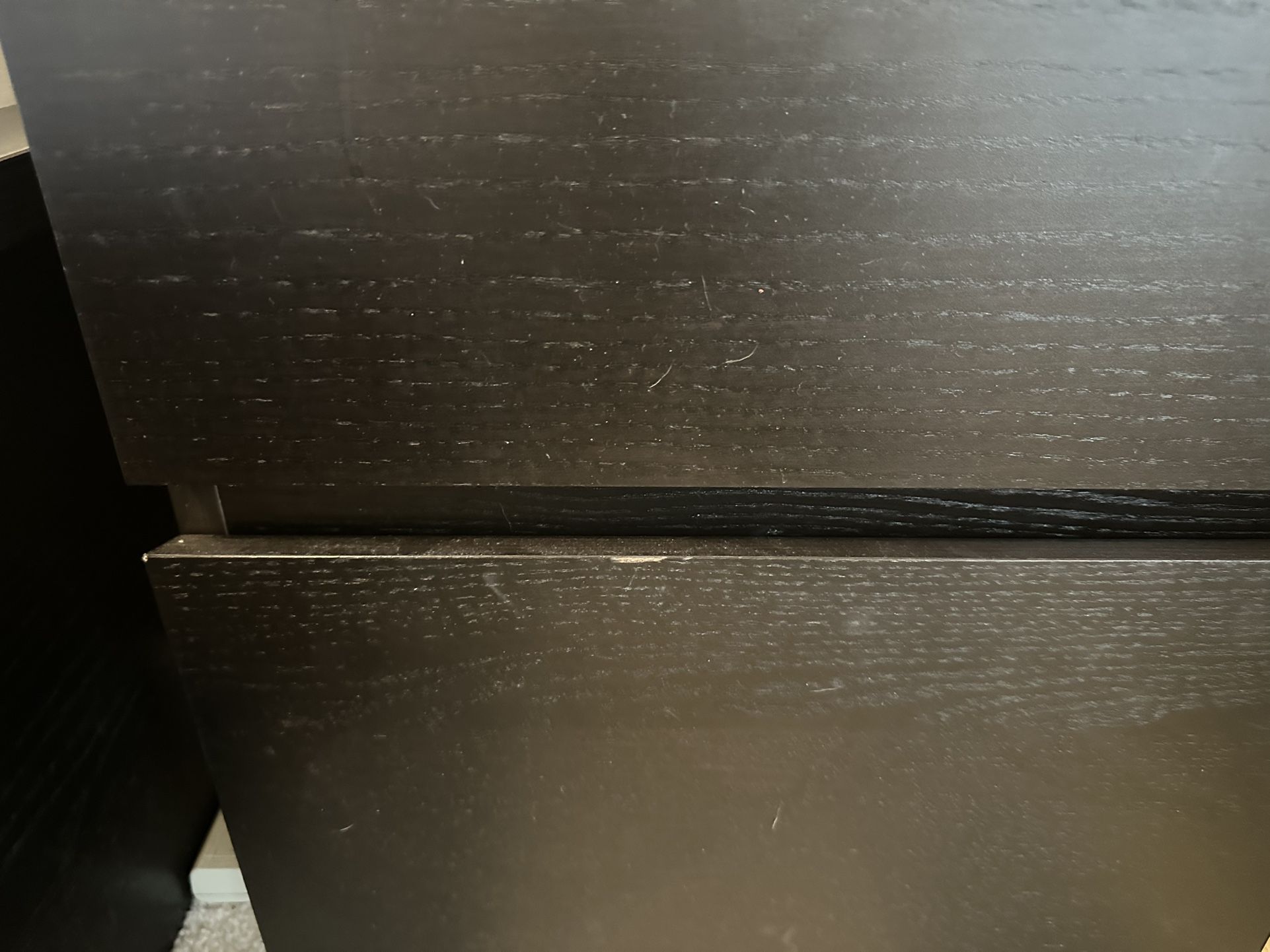 Ikea Black Brown Malm Nightstand With Glass Top