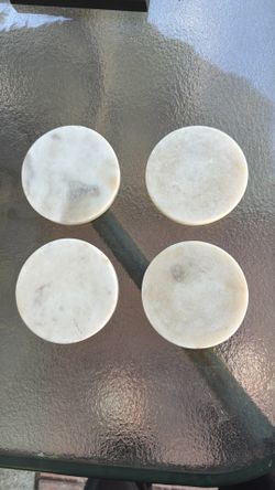 Set of 4 Round Marble Drink Coasters