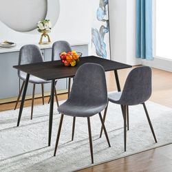 Homy Casa Charlton 4PC Terry Grey Fabric Dining Chairs, Open Box