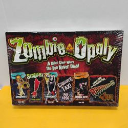 "Zombie-opoly" board game, a thematic spin-off of the classic Monopoly game.