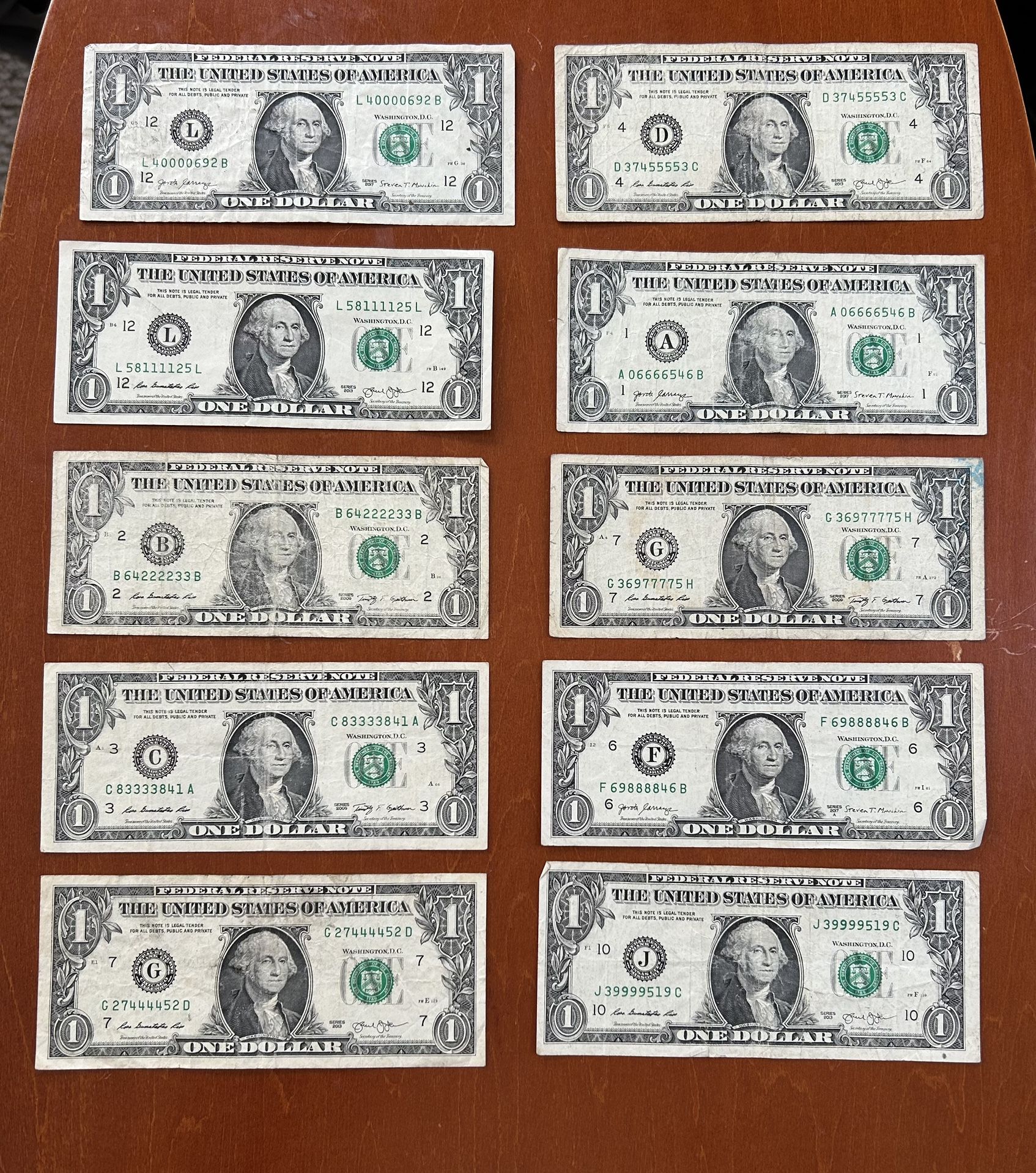Dollar Bill Quad Special Serial Number 10 Set 0000 To 9999