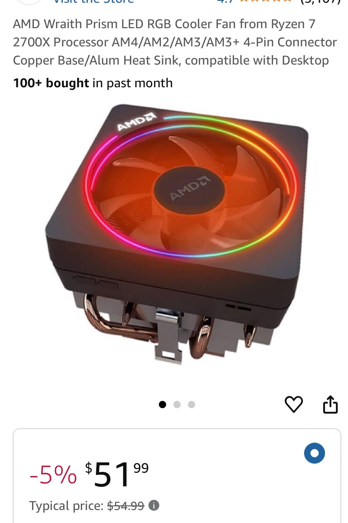 AMD Wraith Prism CPU Cooler with RGB