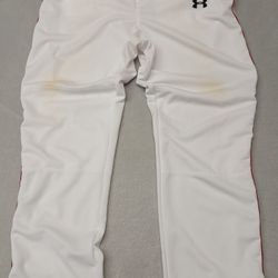 Under Armour (XL) White Loose Red Pin Striped Athletic Pants