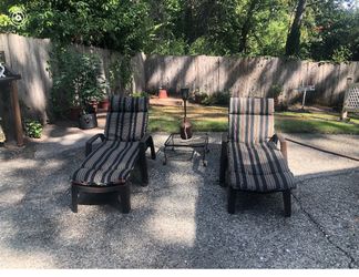 Outdoor Lounge Chairs with Cushions – Set of 2