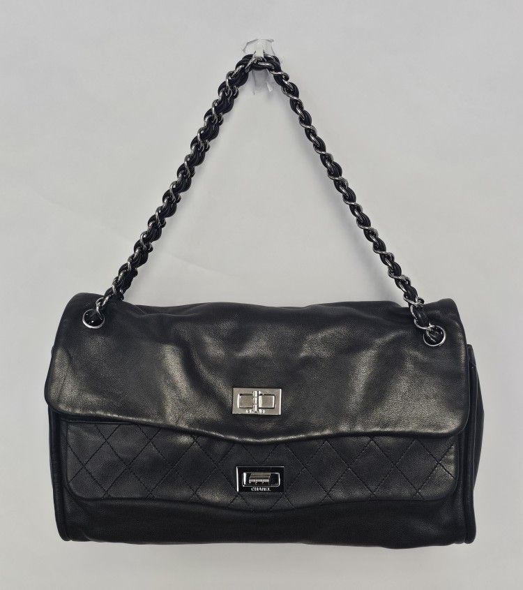 Chanel Double Foldover Tote Bag Black 