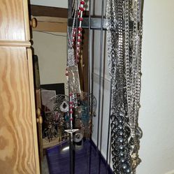 Black Wrought Iron Loaded Holder Loaded with Necklaces…some Real