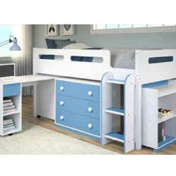 Twin Low Loft With Desk, Drawers And Book Cas