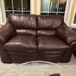 LazyBoy Leather Loveseat, Ottoman & Coffee Table 