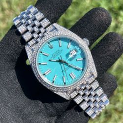 Rolex Datejust 41 41mm diamond set Tiffany blue dial iced out bussdown 126300 box and card jubilee bracelet