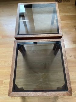 Side Tables with glass insert, set