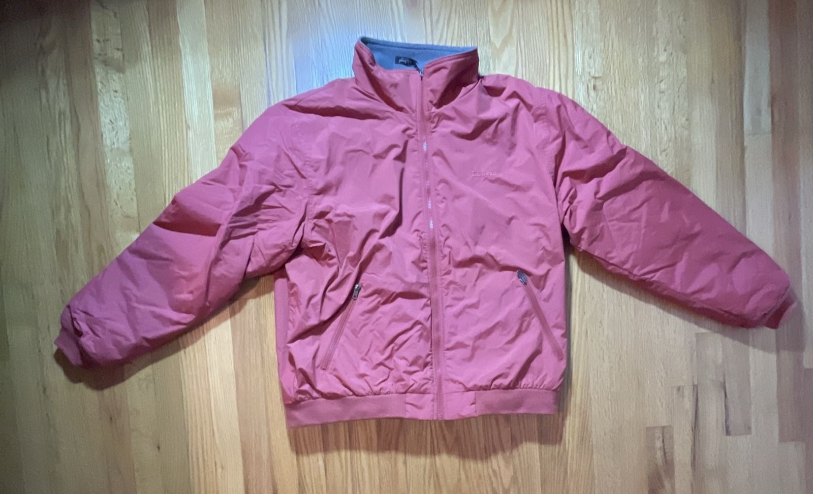 LL BEAN Warm Up Jacket Coat Men's Size XL THINSULATE Fleece Lined - Red Burgundy