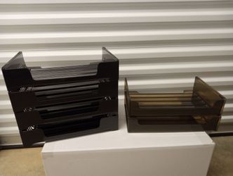 Stacking 4 & 2 Tier Plastic Desktop Paper/Letter Tray Organizers
