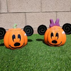 Mickey and Minnie Mouse Pumpkin Large Cookie Jars