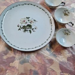 Vintage China Tea Cups With Matching Plate