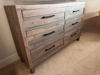 Rustic Modern 6-Drawer Dresser / TV Stand (59" Wide) – Weathered Brown Oak