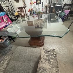 Table Glass Wood Beautiful Pick Up 1116 Airport Dr 200.00 Firm No chairs 