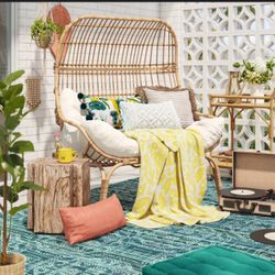 Wicker And metal Patio Egg Chair Natural 