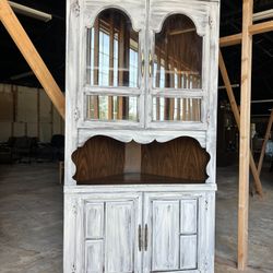Solid Wood Distressed Corner Cabinet