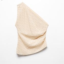 Mango Cream One-Shoulder See Through Top 🤍