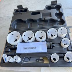 WESTWARD Hole Saw Kit: 15 Pieces, 1 1/2 in Max. Cutting Dp, Bi-Metal, 4/6 Teeth per Inch