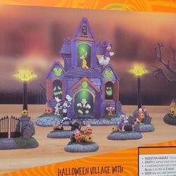 Disney Pre-Lit Animated Halloween Village, 9 pc