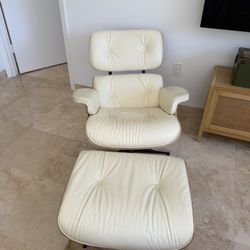 Leather Accent Lounge Chair and Ottoman