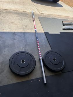 American flag barbell with Torque weights.