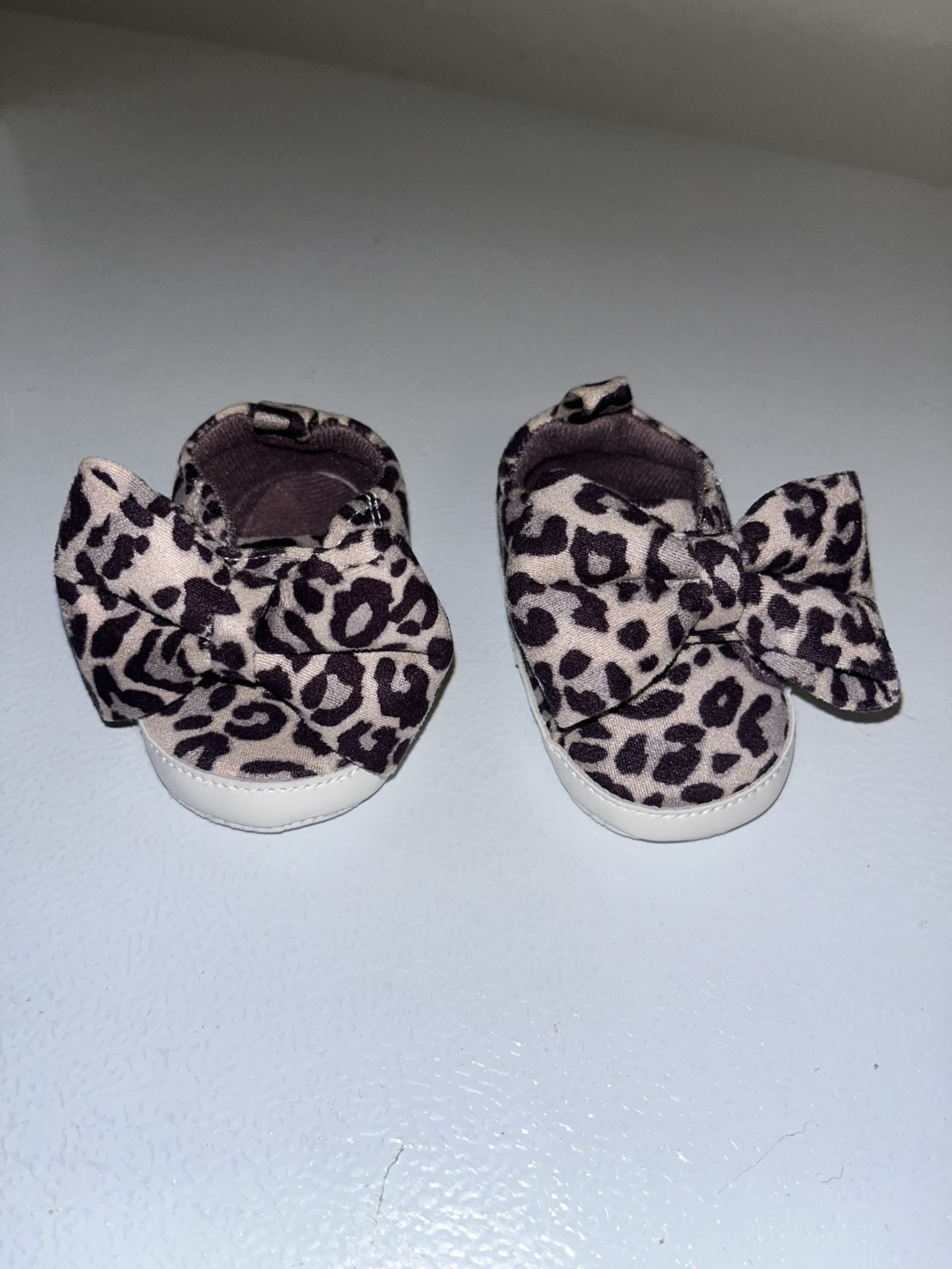 Baby Leopard Bow Shoes 0-3 Months
