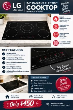 LG 36" Radiant Electric Cooktop CBEW3617BE