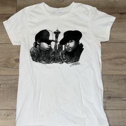 Ayron Jones and Sir Mix-a-Lot Live Concert Show Rapper T Shirt White Hip Hop Graffiti Space Needle Seattle WA Vintage