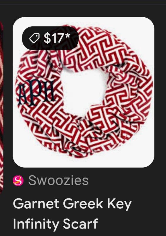 GARNET GREEK KEY INFINITY SCARF