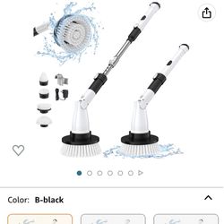 Electric Bathroom Scrubber with 2 Speeds, Adjustable Extension Arm, 4 Replaceable Brush Heads, Power Shower Scrubber Cleaning Brushes for Bathroom, Tu