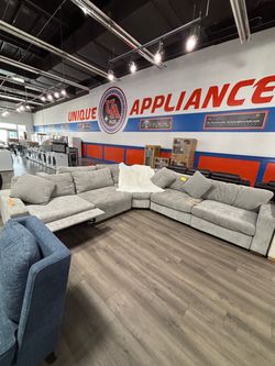 Grey Reclining Footrest Sectional & More !
