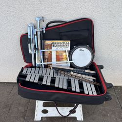 VIC FIRTH XYLOPHONE BELL KIT W/ STAND, DRUM, MALLETS, ROLLING CASE!