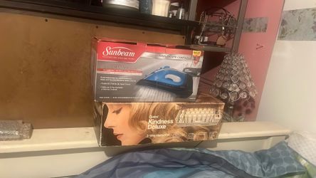 Sunbeam steam Master, Iron, And Clairol Kindness Deluxe three-way hair setter
