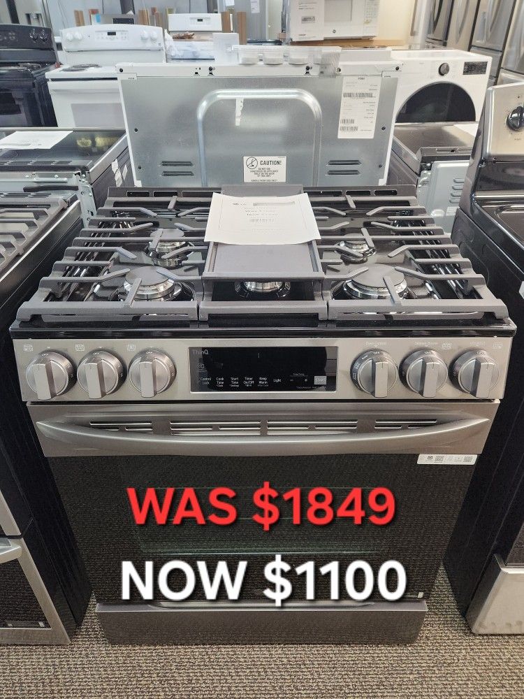 30 in.5.8 cu. ft Slide-in Gas Range with 5 Elements
in Black Stainless Steel