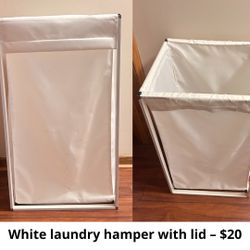 White laundry hamper with lid 